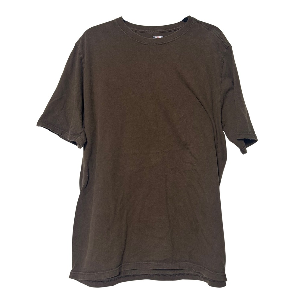 Jerzees Russell Brand Mens Brown T Shirt Size XL Cotton Short Sleeve Basic Tee‎